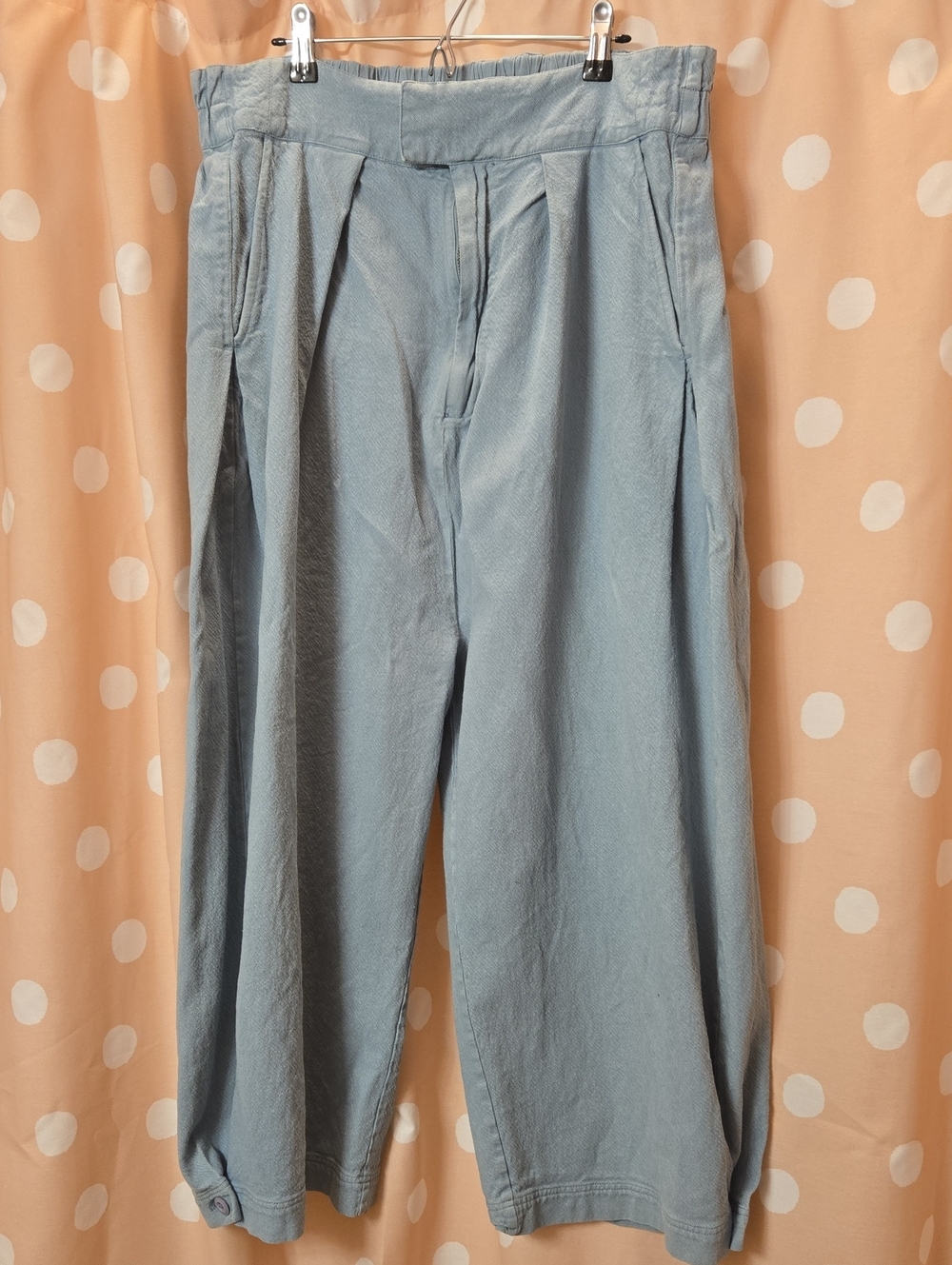 Free People Pale Blue High Waist Cotton Trousers Sz XL (Est.)